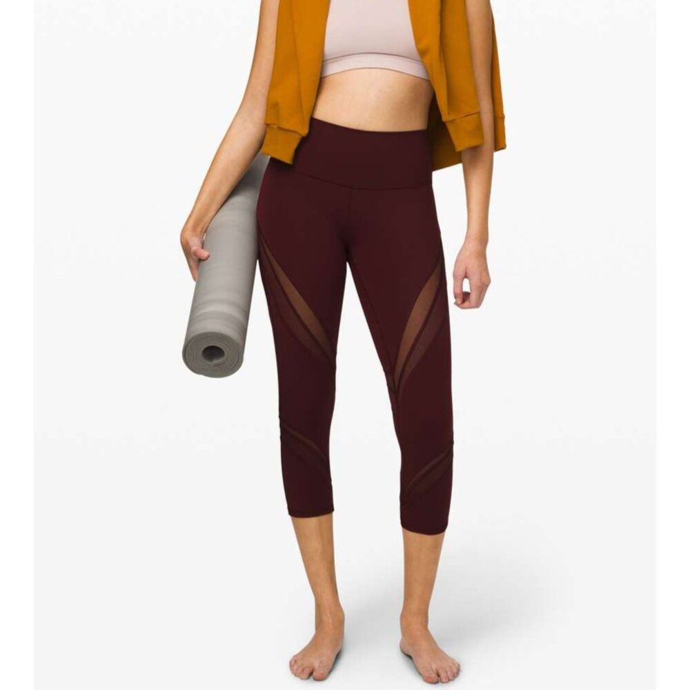 Lululemon Wunder Under High-Rise Crop 21" *Mesh Garnet SIZE 2